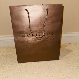 Bvlgari Authentic Bronze Paper Gift Bag Shopping Bag 10"x13"x4.5"Pre-Owned*Read*